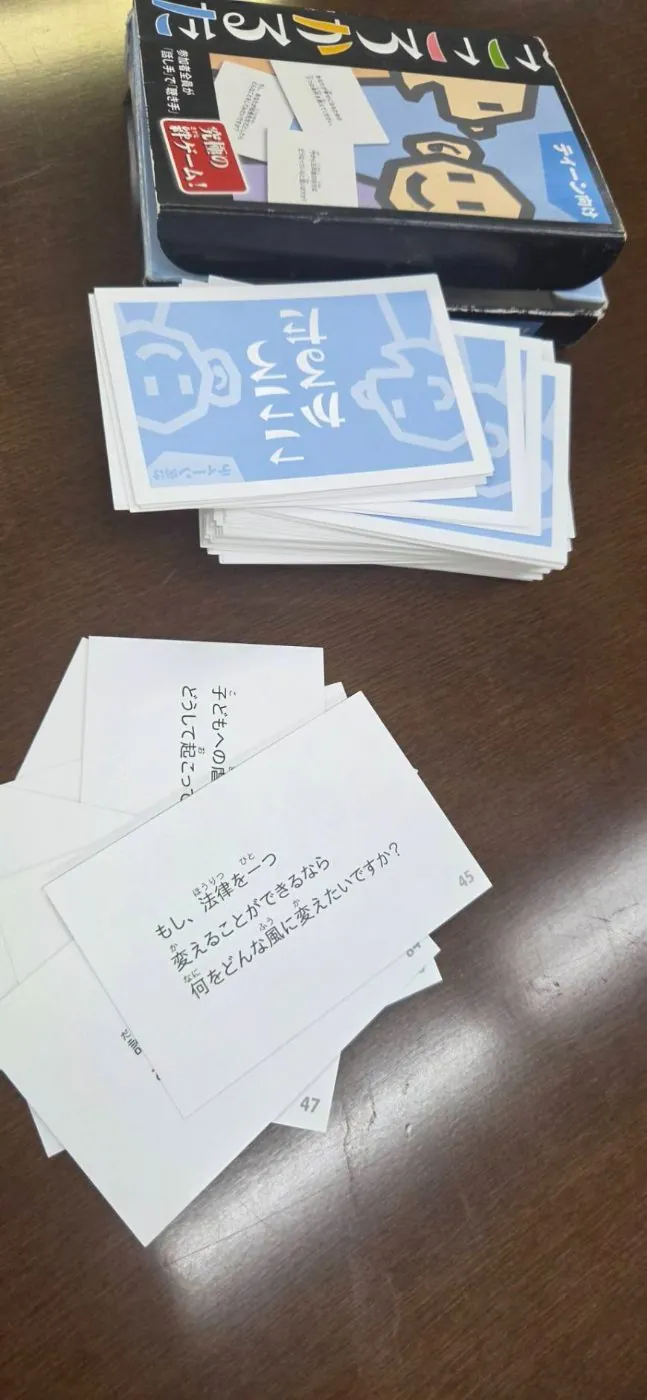 机の上に置かれた資料