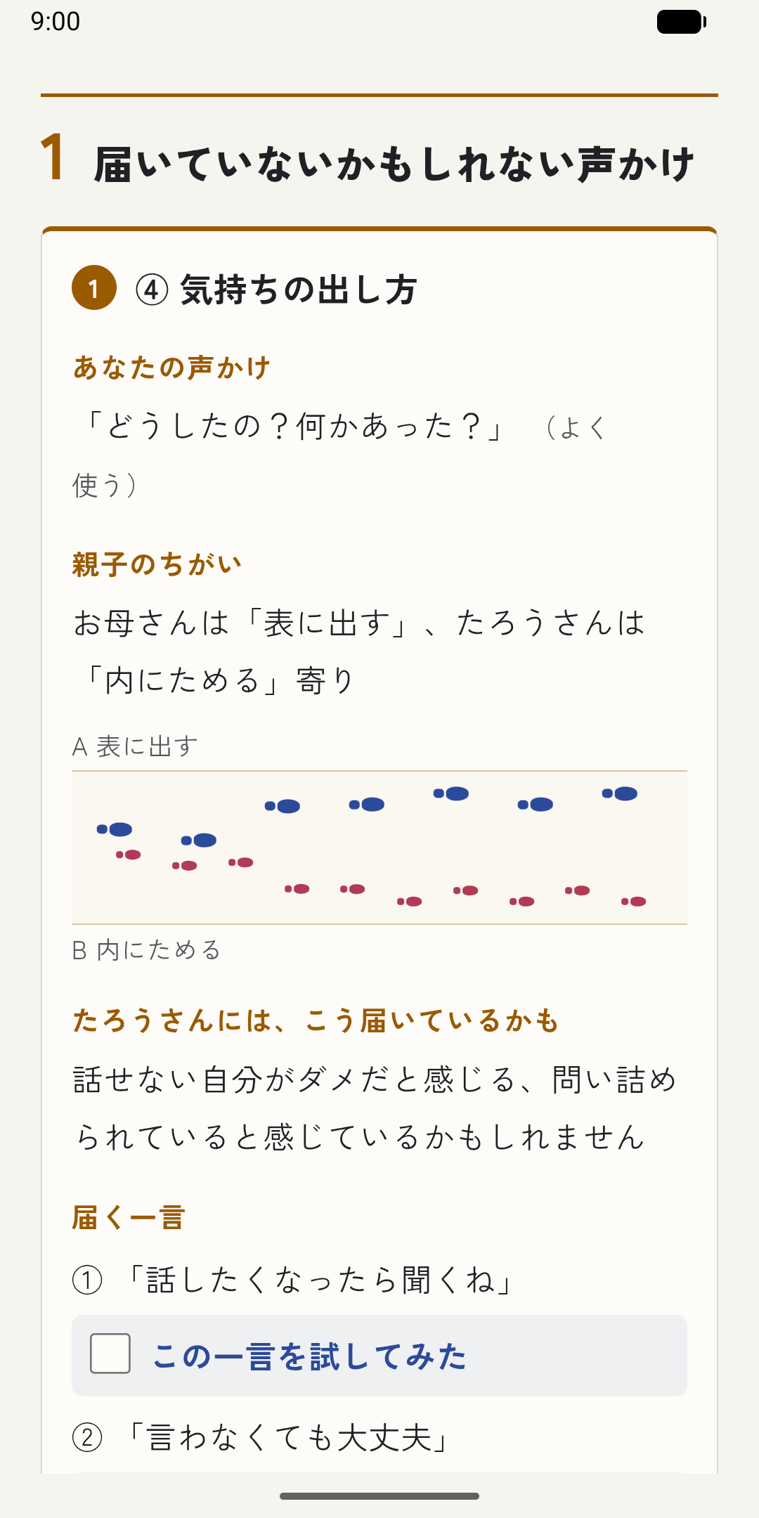 声かけカードの画面